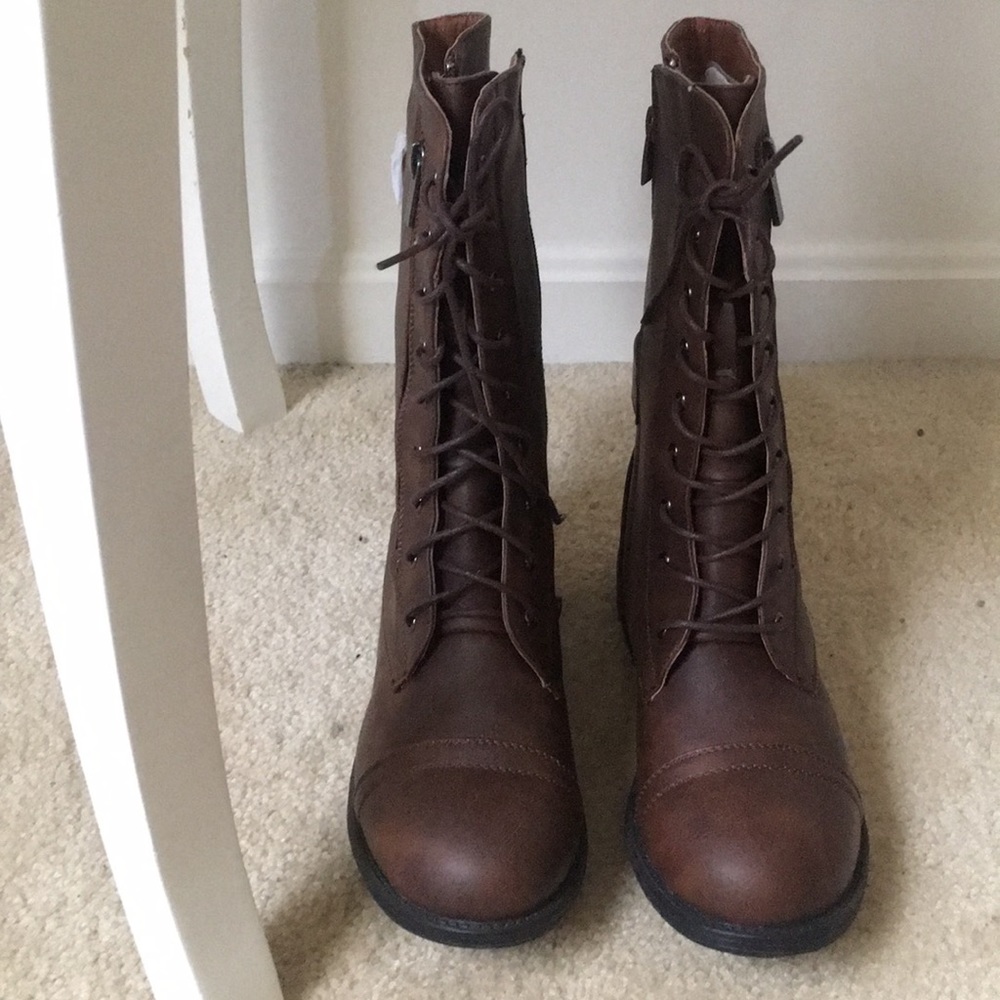 Brown combat boots